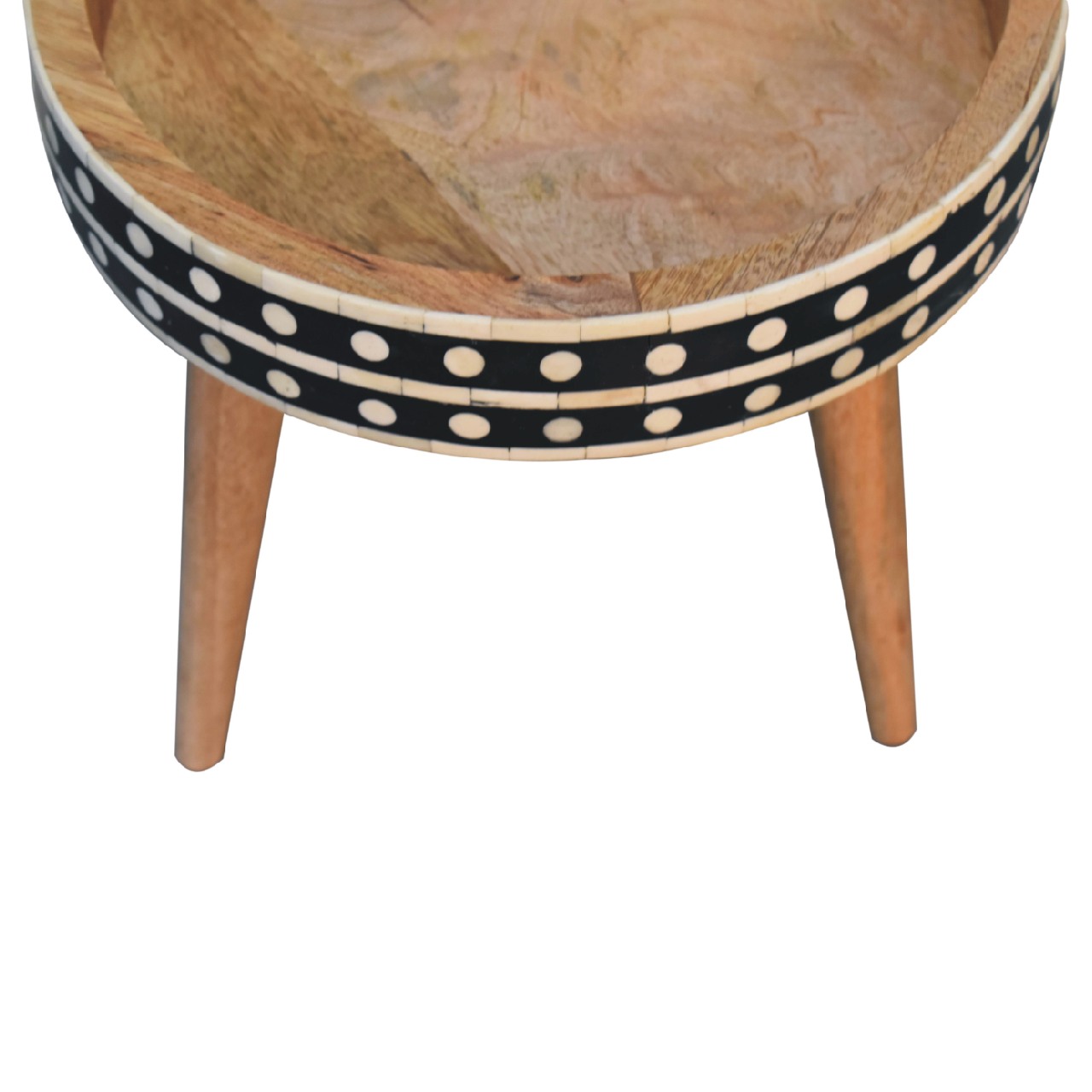 Solid Mango Wood Oak Finished Bone Inlay End Table - Image 7