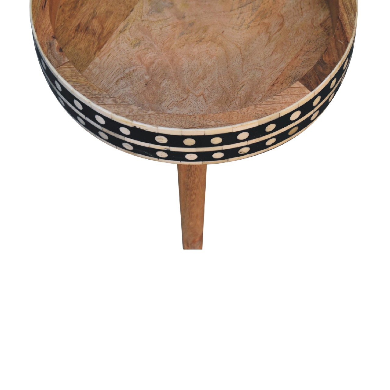 Solid Mango Wood Oak Finished Bone Inlay End Table - Image 6