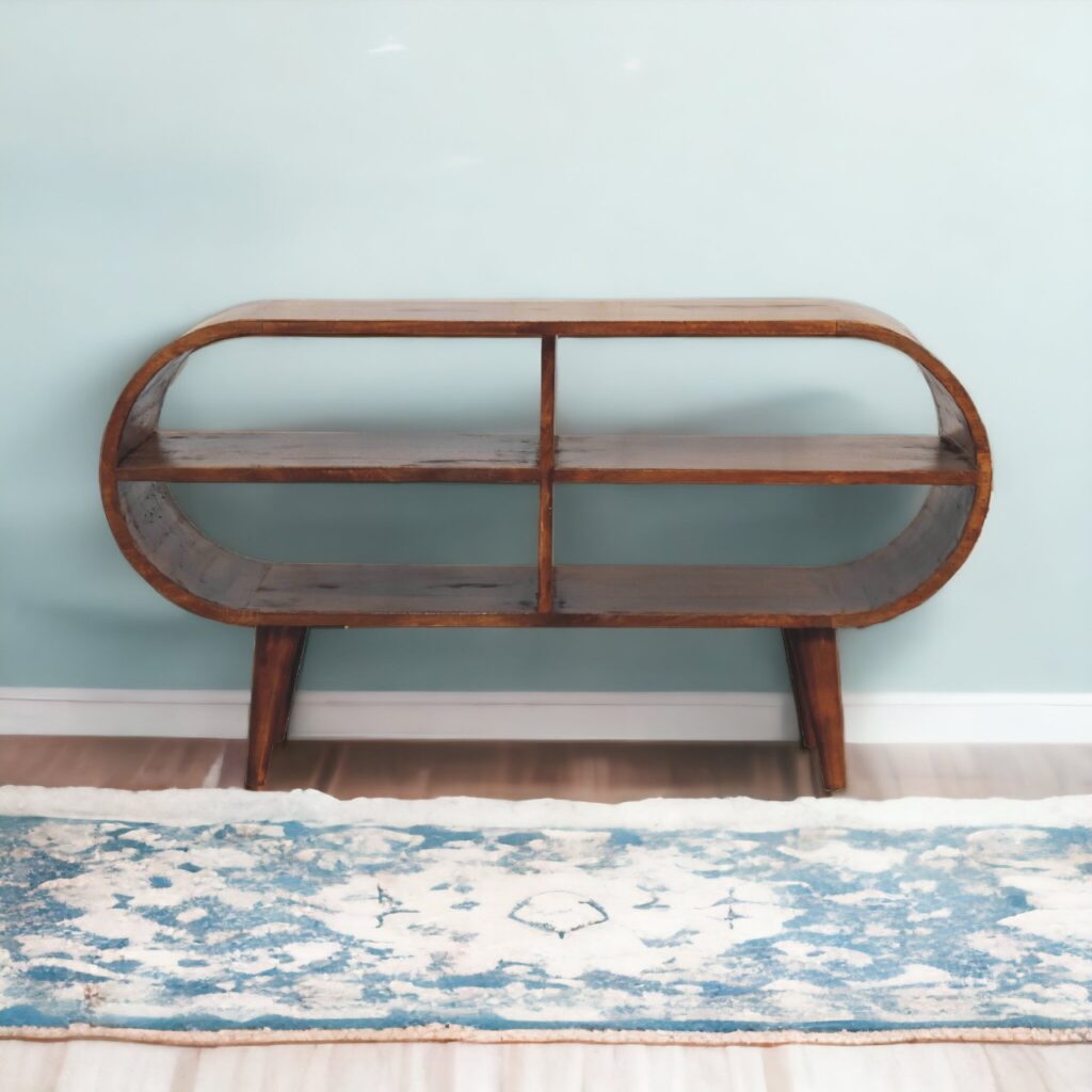 Solid Mango Wood Chestnut Finished Moda Open Media Unit