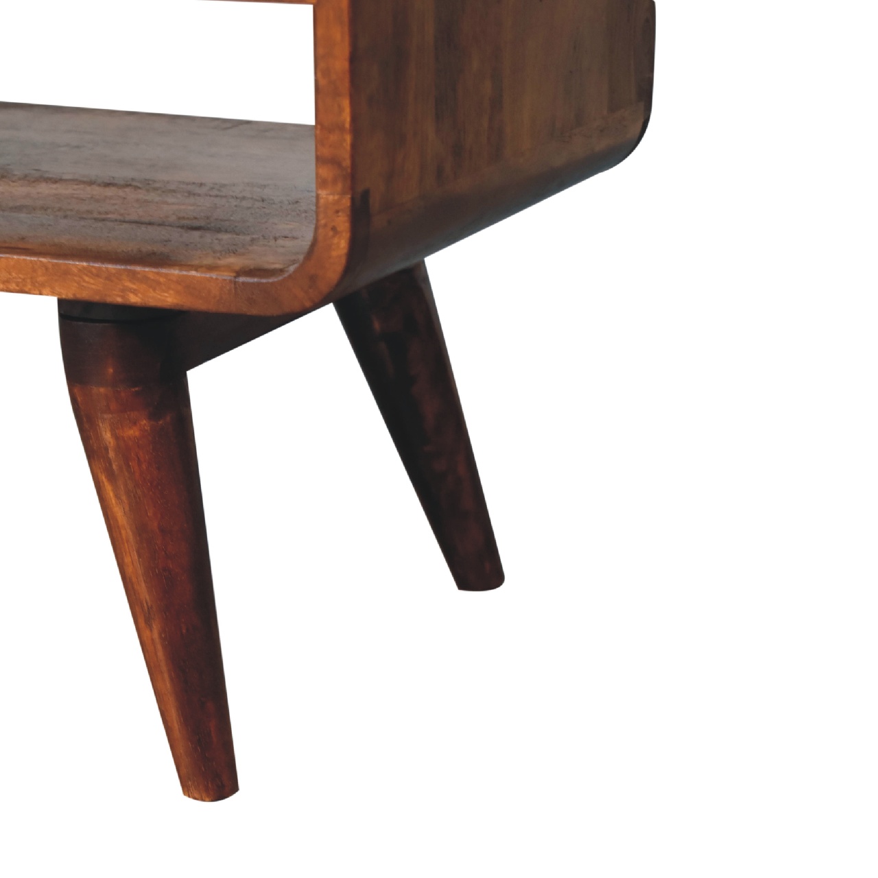 Solid Mango Wood Chestnut Finished 2 Drawer Reverse Curved Media Unit - Image 8