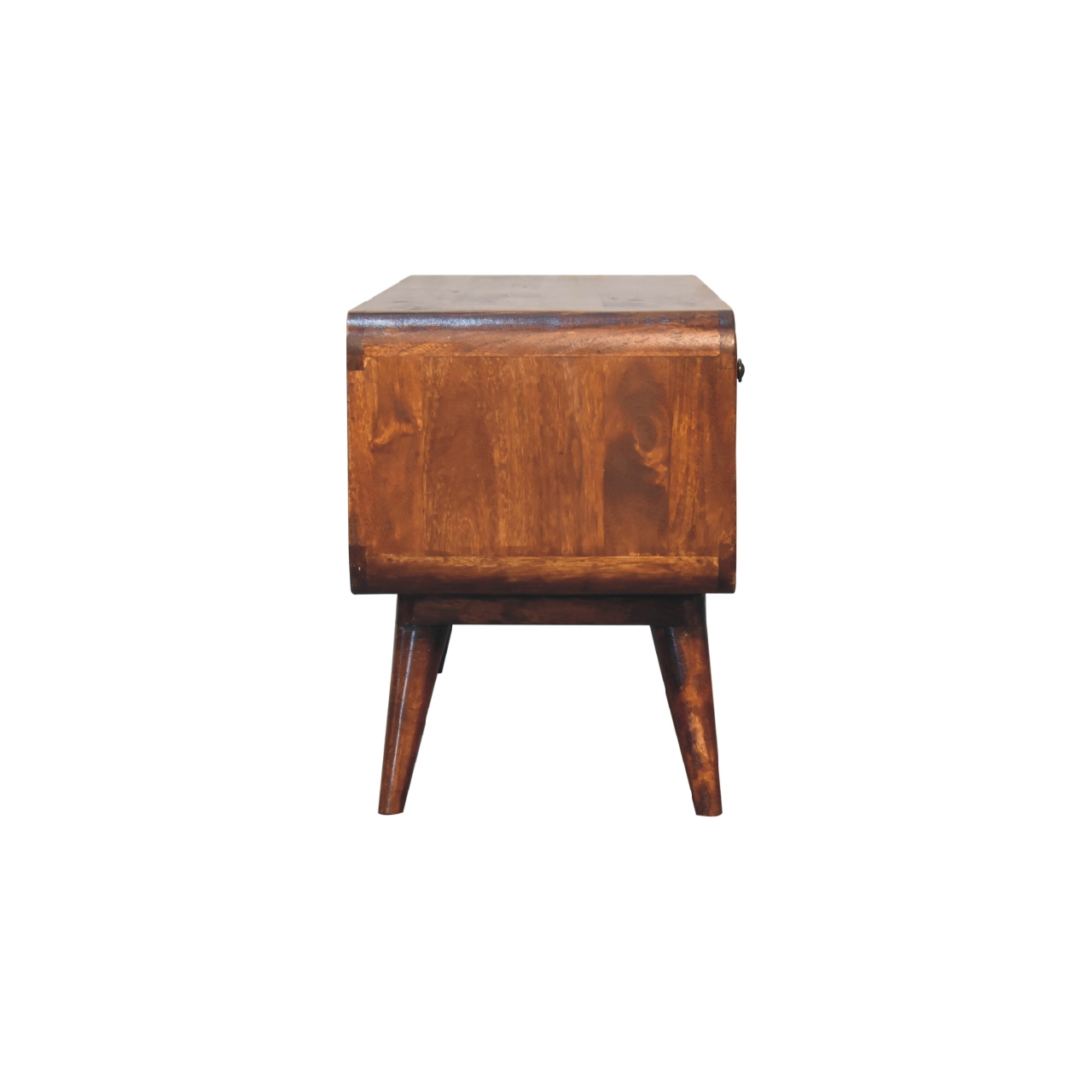 Solid Mango Wood Chestnut Finished 2 Drawer Reverse Curved Media Unit - Image 9