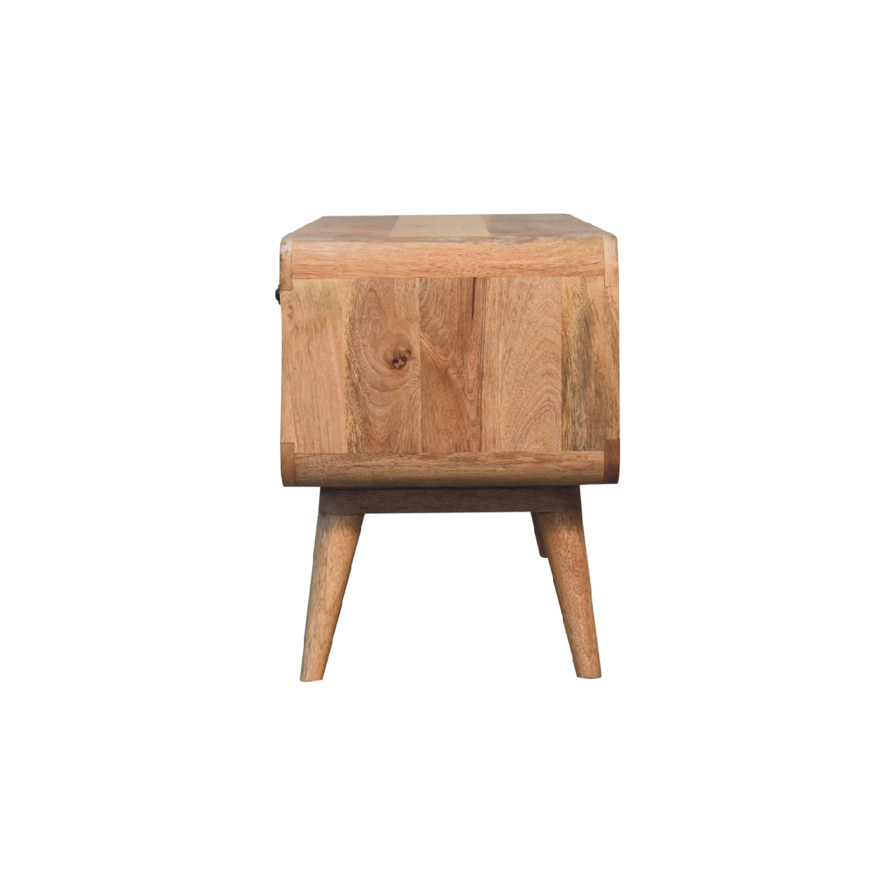 Solid Mango Wood Oak Finished 2 Drawer Reverse Curve Media Unit - Image 7