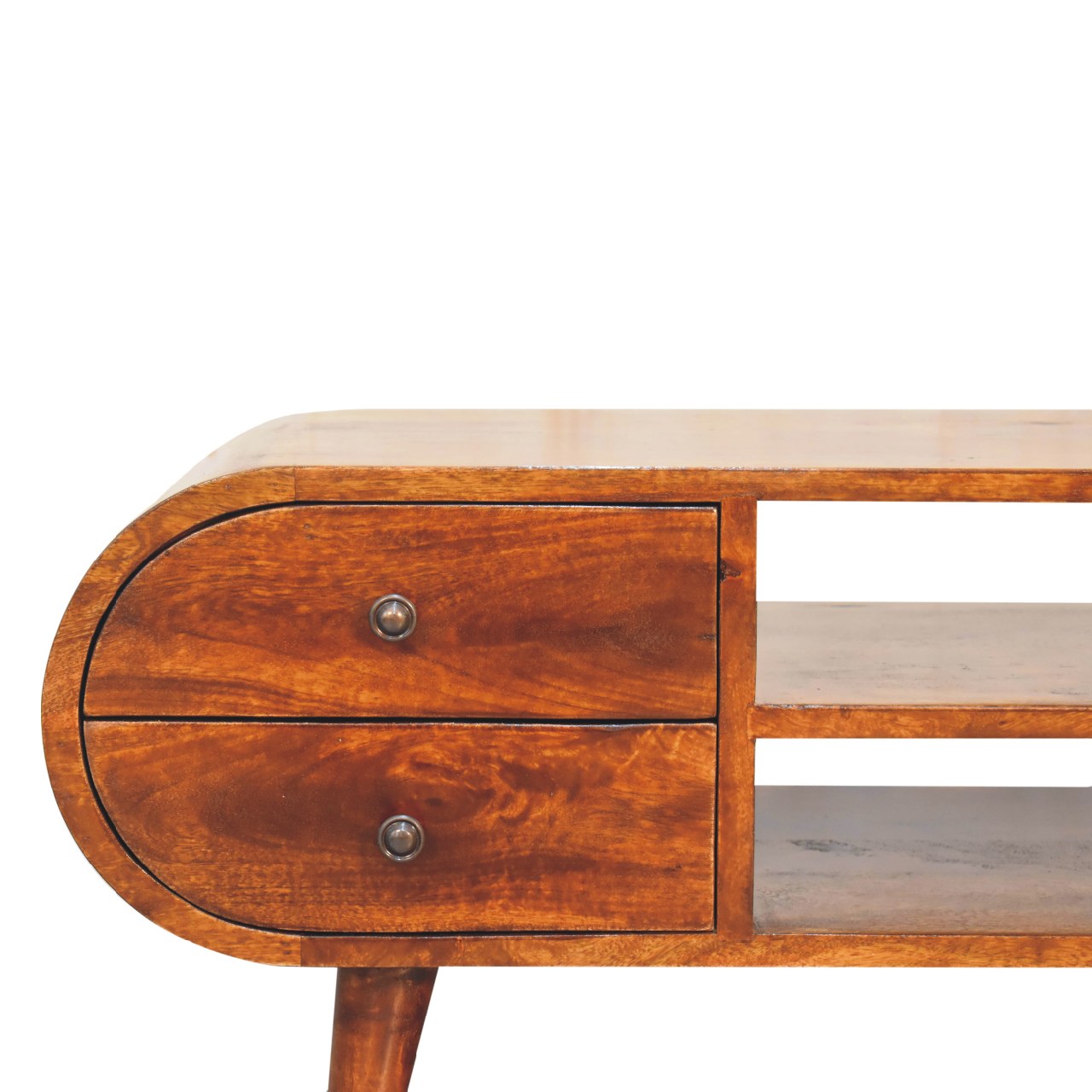 Solid Mango Wood Solid Chestnut Finished Mango Wood 4 Drawer 2 Slot Media Unit - Image 4