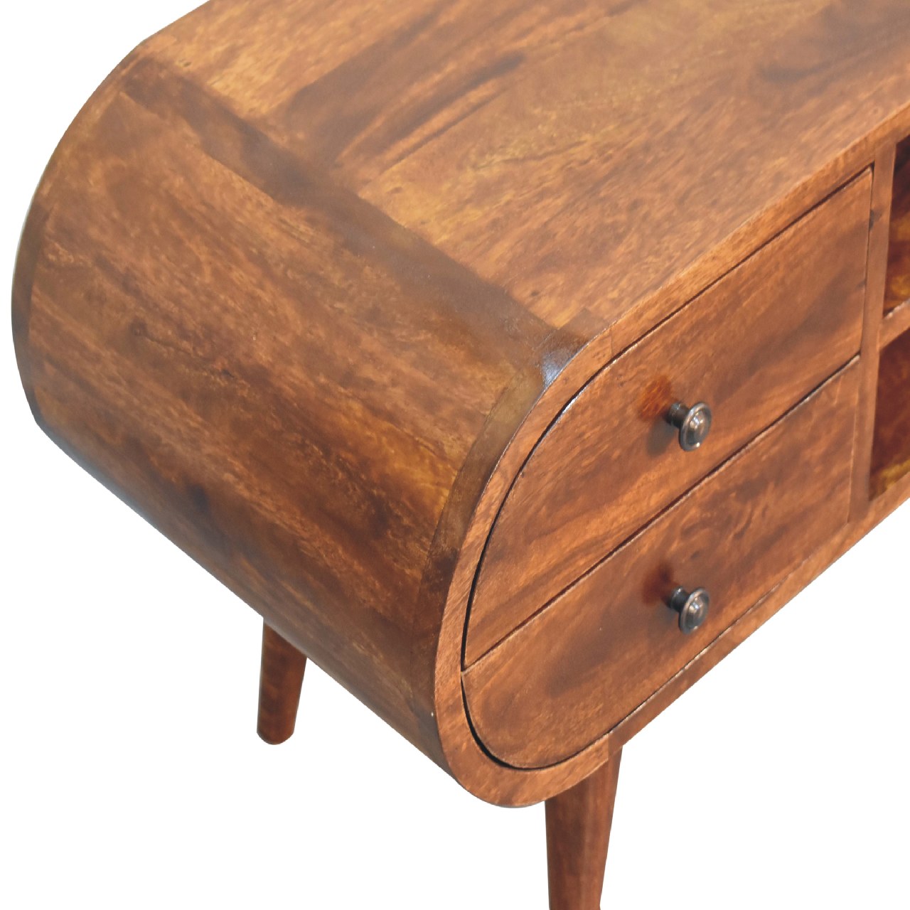 Solid Mango Wood Solid Chestnut Finished Mango Wood 4 Drawer 2 Slot Media Unit - Image 5