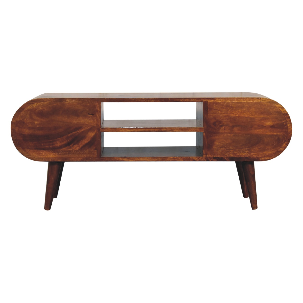Solid Mango Wood Solid Chestnut Finished Mango Wood 4 Drawer 2 Slot Media Unit - Image 9