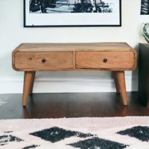 Solid Mango Wood Oak Finished 4 Drawer Sonata Coffee Table