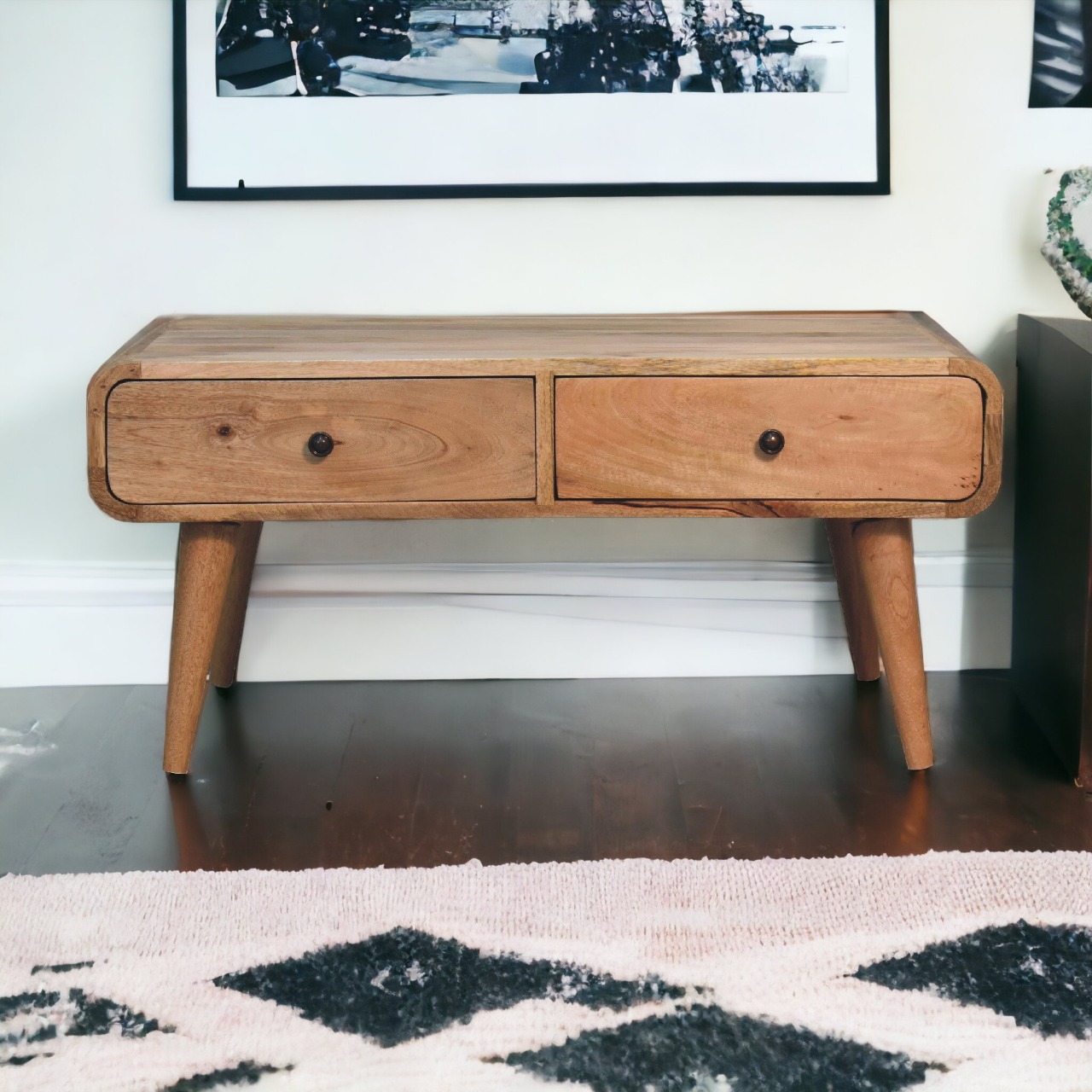 Solid Mango Wood Oak Finished 4 Drawer Sonata Coffee Table