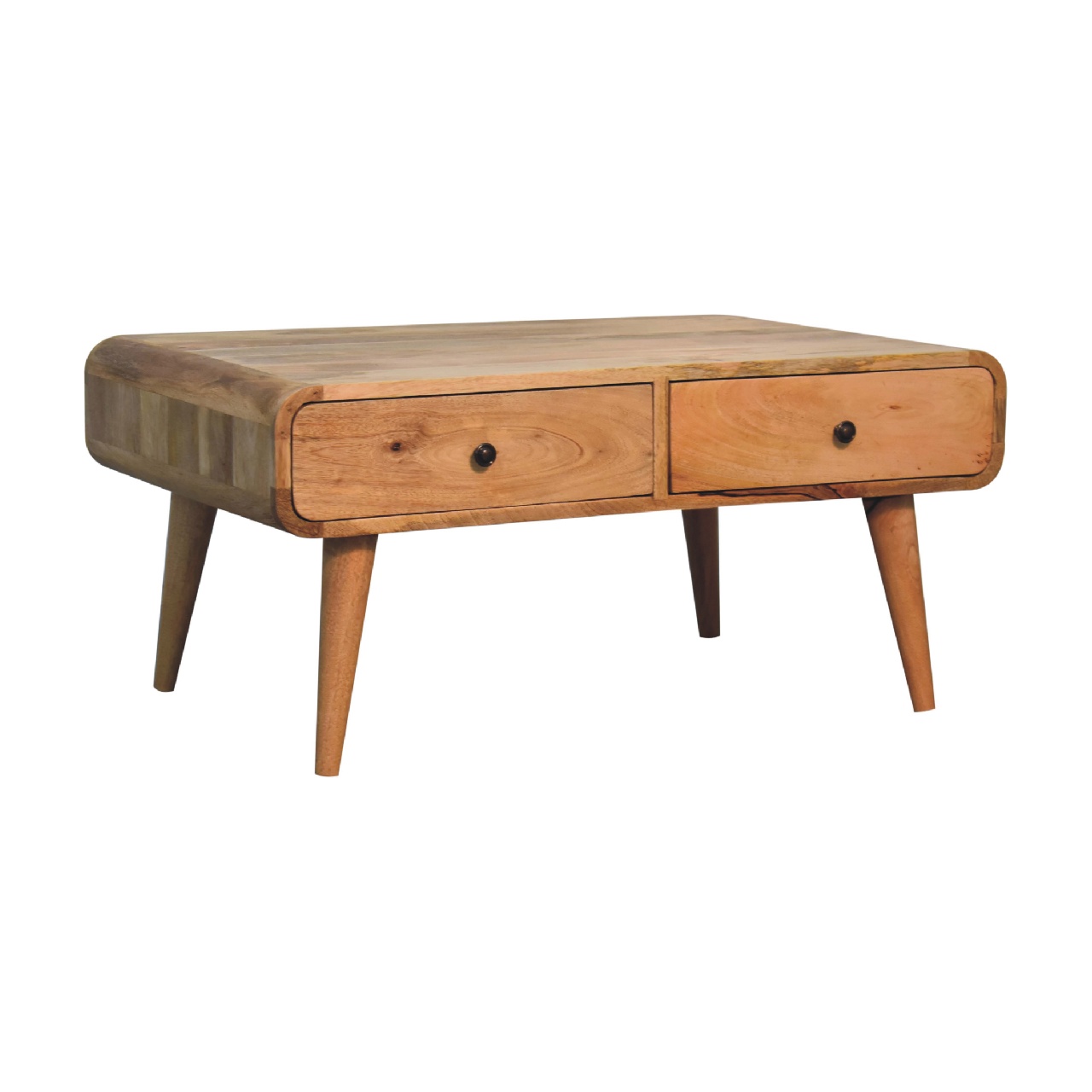 Solid Mango Wood Oak Finished 4 Drawer Sonata Coffee Table - Image 2