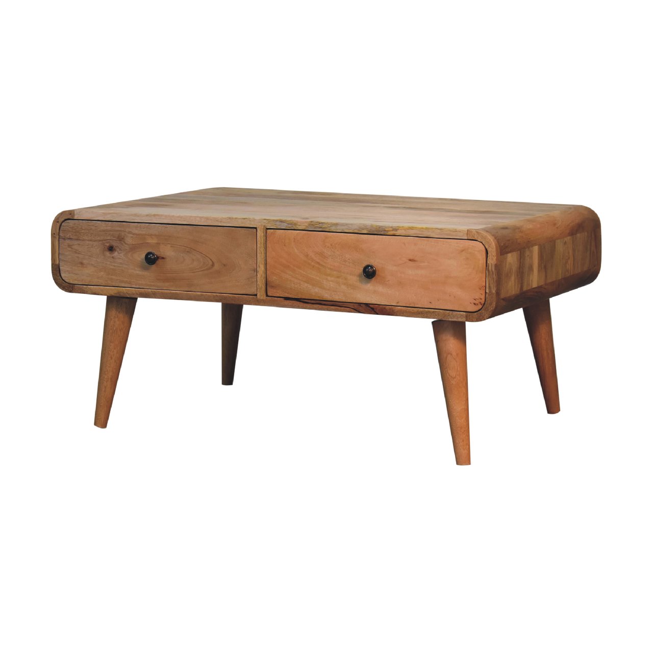 Solid Mango Wood Oak Finished 4 Drawer Sonata Coffee Table - Image 3