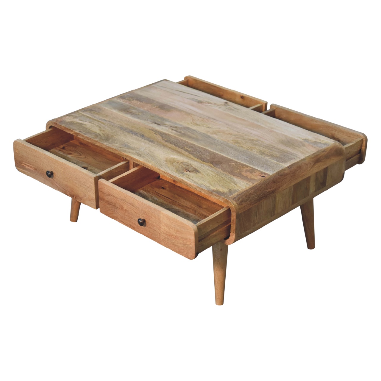 Solid Mango Wood Oak Finished 4 Drawer Sonata Coffee Table - Image 9