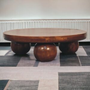 Solid Mango Wood Chestnut Finished 3 Distinctive Ball Feet Table