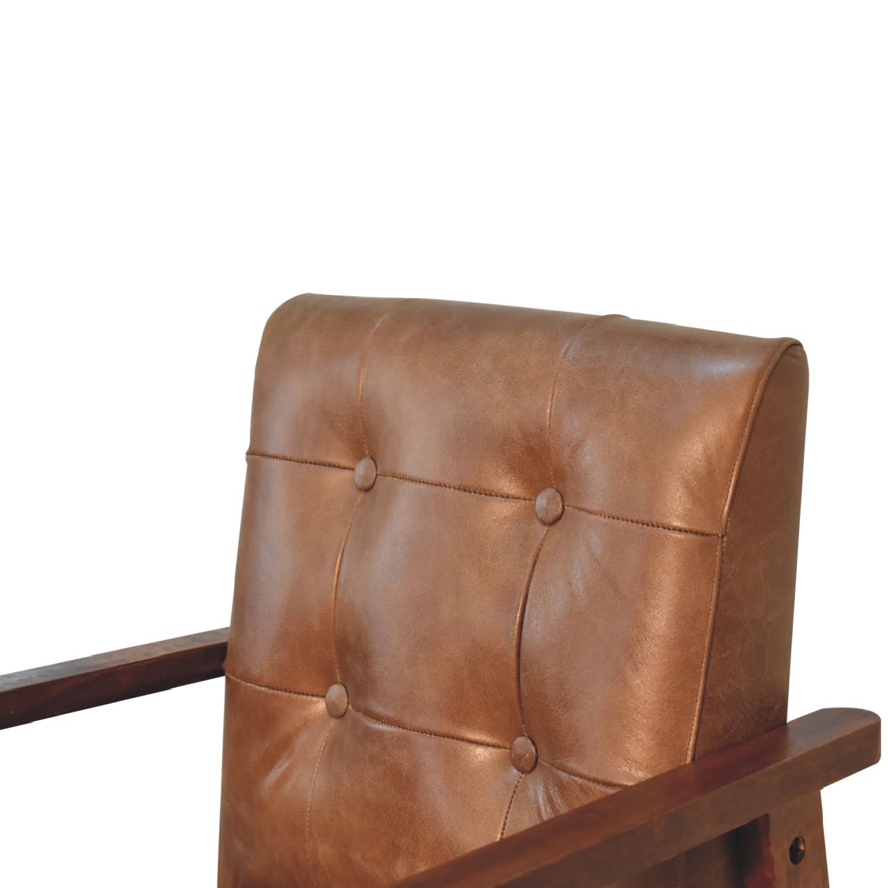Solid Mango Wood California Finished Olive Green Buffalo Leather Chair - Image 4