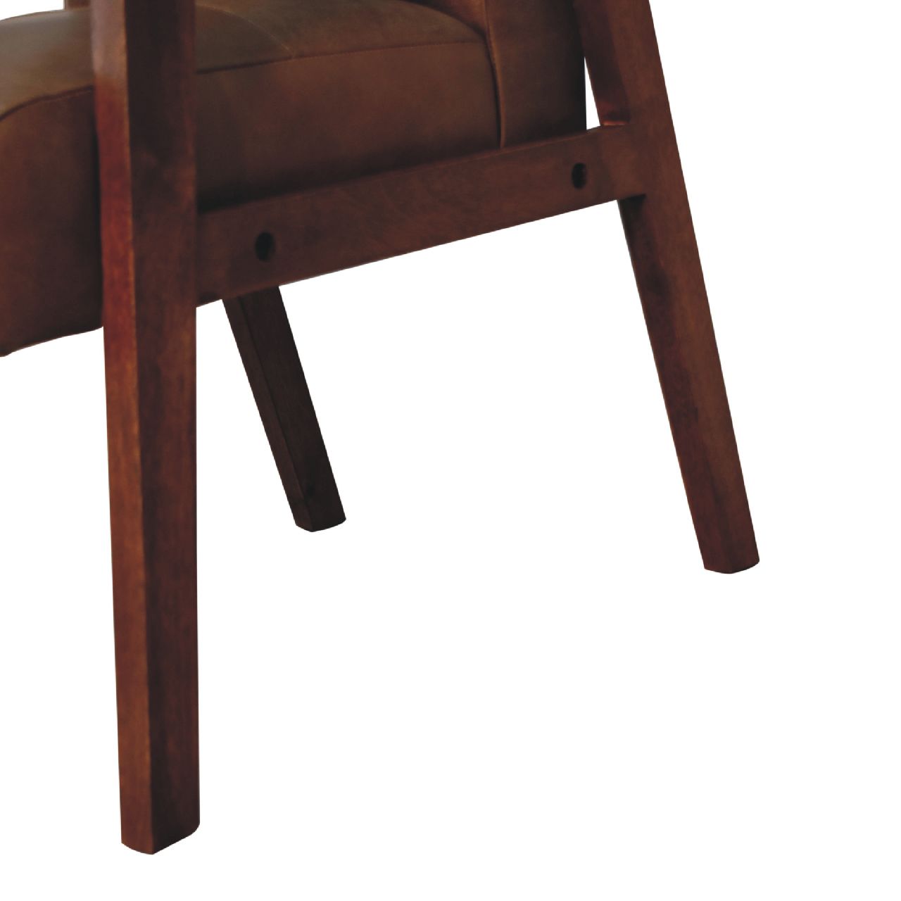 Solid Mango Wood California Finished Olive Green Buffalo Leather Chair - Image 7