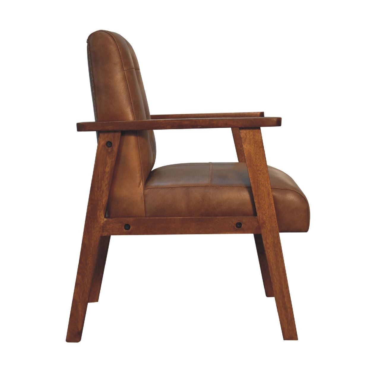 Solid Mango Wood California Finished Olive Green Buffalo Leather Chair - Image 8