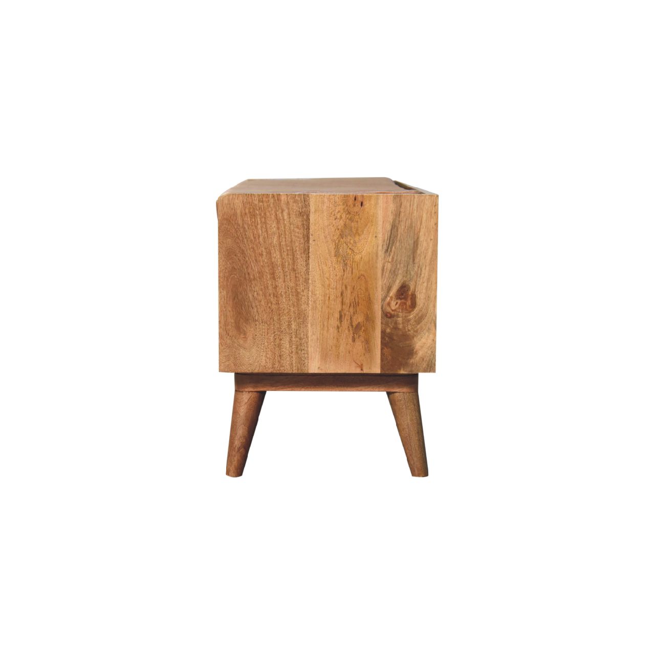 Solid Mango Wood Oak Finished Bench with Tan Leather Seat Pad - Image 8