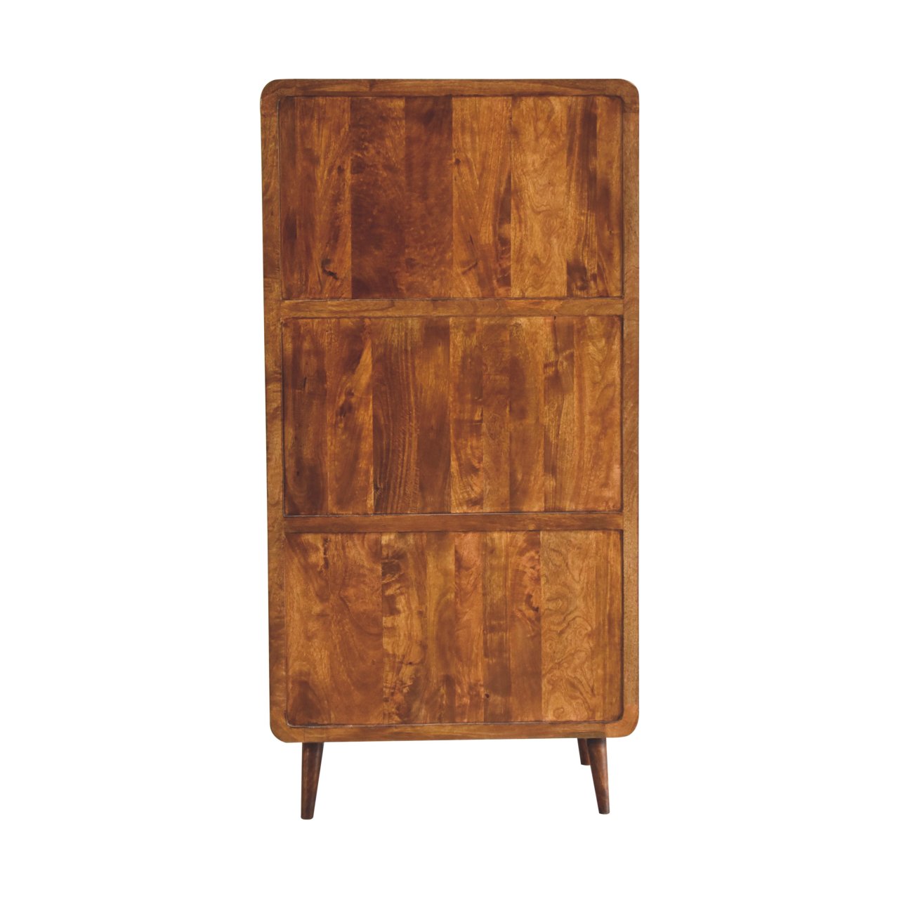 Solid Mango Wood Chestnut Finished 2 Door 1 Drawer Gents Curved Wardrobe - Image 9