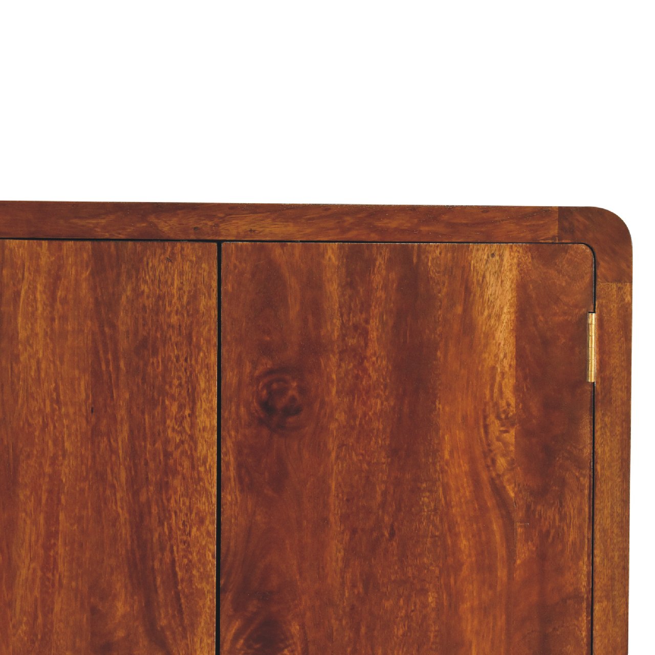 Solid Mango Wood Chestnut Finished 2 Door 1 Drawer Gents Curved Wardrobe - Image 4