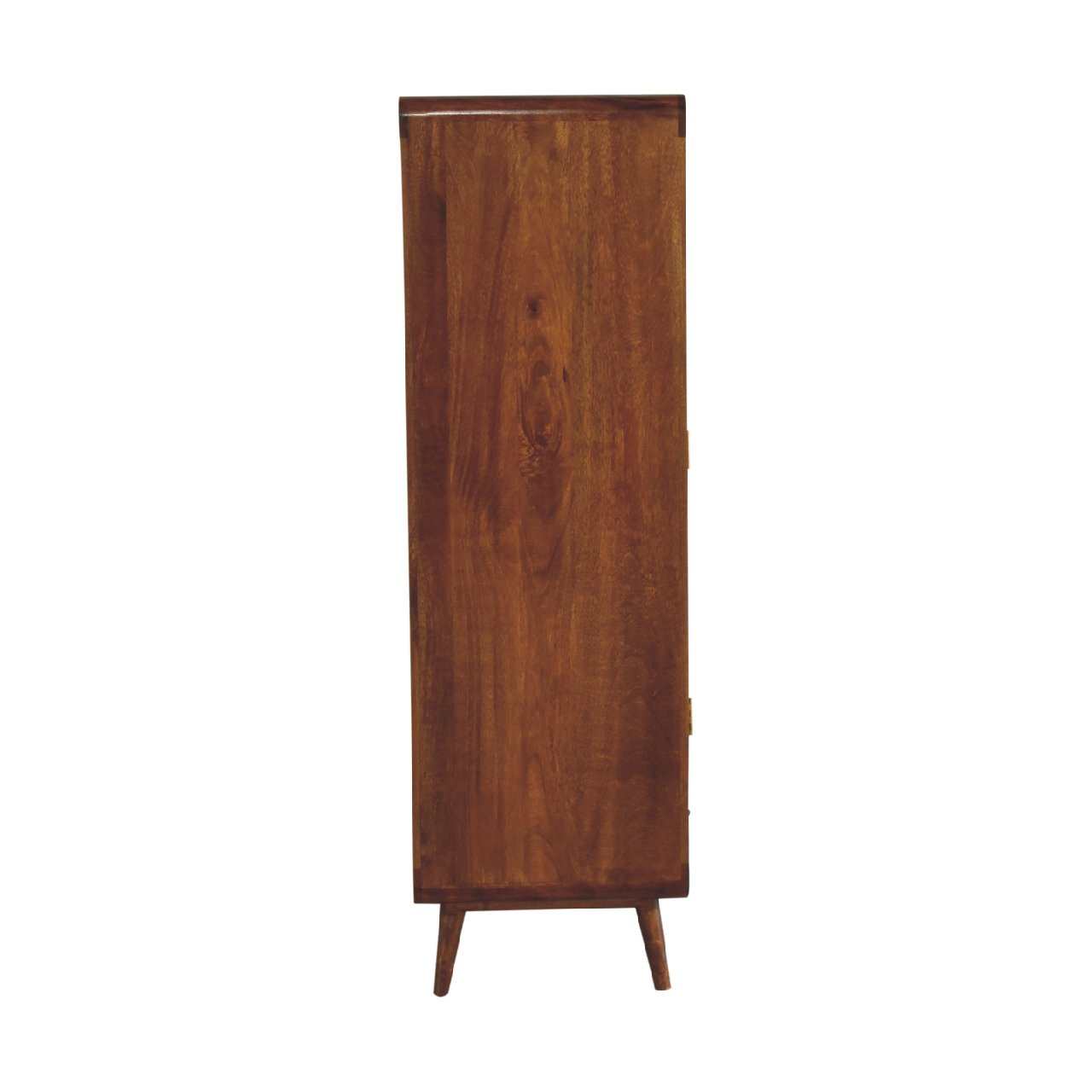 Solid Mango Wood Chestnut Finished 2 Door 1 Drawer Gents Curved Wardrobe - Image 8