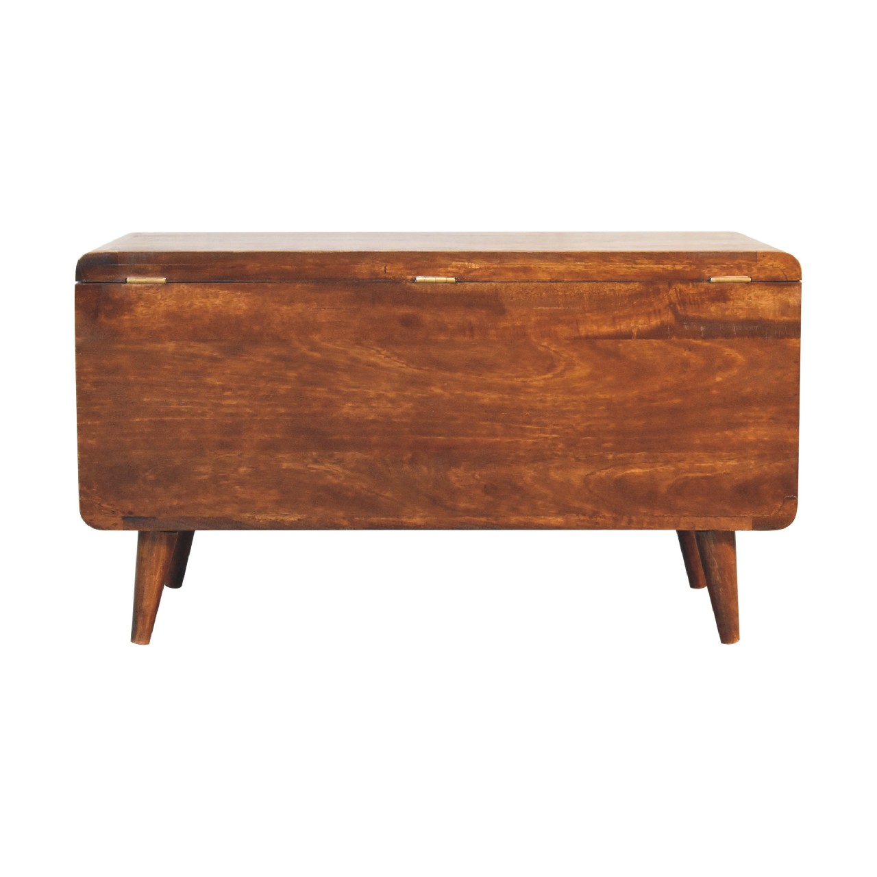 Solid Mango Wood Chestnut Finished Curved Ottoman/Blanket Box - Image 10