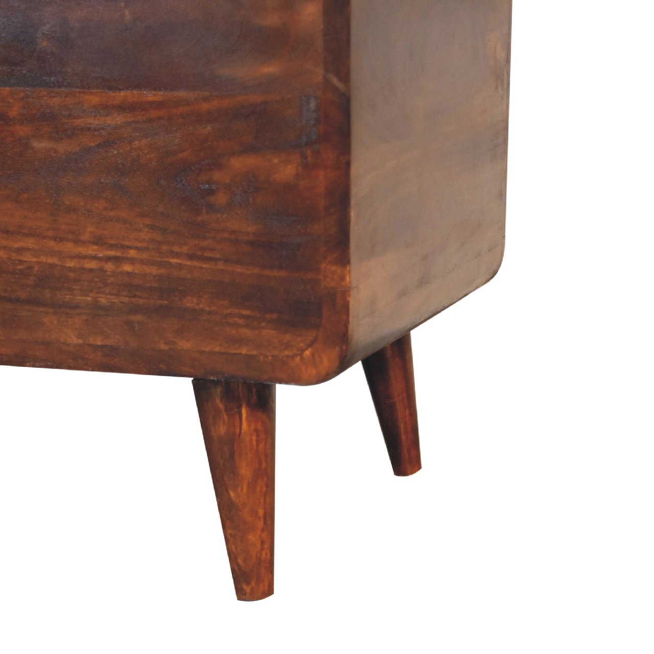 Solid Mango Wood Chestnut Finished Curved Ottoman/Blanket Box - Image 7