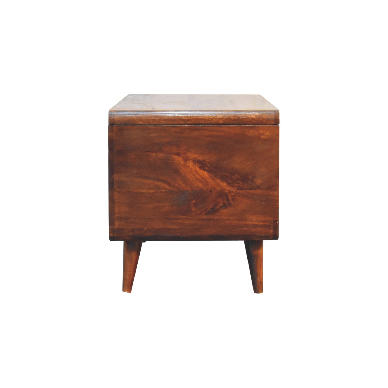 Solid Mango Wood Chestnut Finished Curved Ottoman/Blanket Box - Image 8