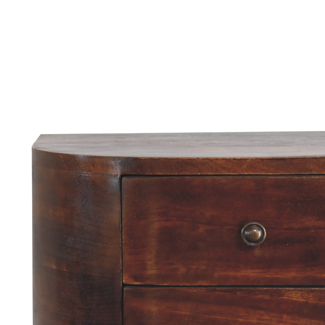 Solid Mango Wood Chestnut Finished 2 Drawer Lunar Floating Bedside - Image 4