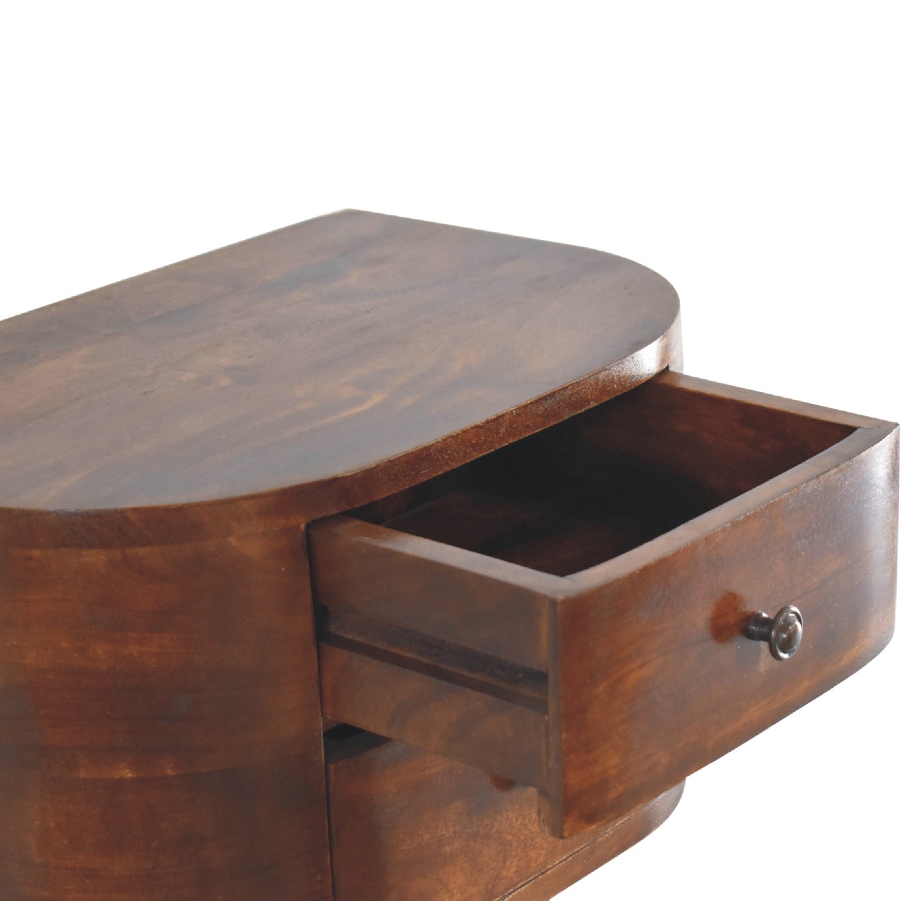 Solid Mango Wood Chestnut Finished 2 Drawer Lunar Floating Bedside - Image 6