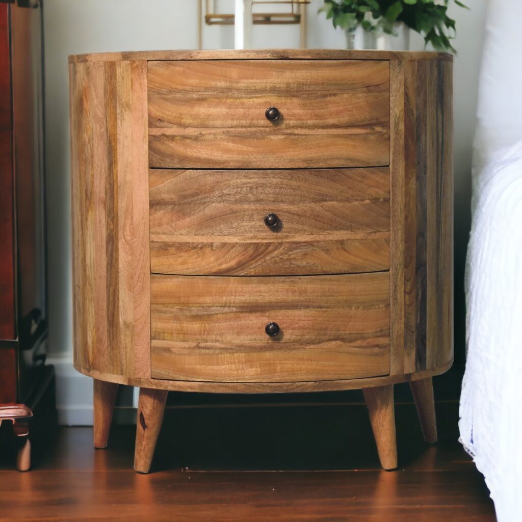 Solid Mango Wood Oak Finished 3 Drawer Odyssey Chest of Drawers