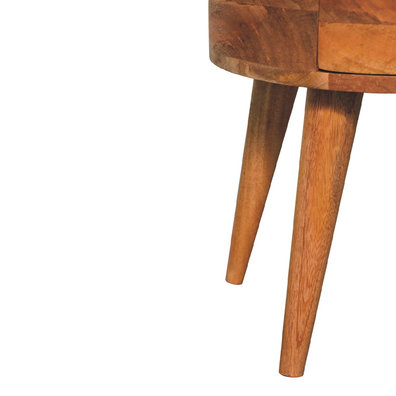 Solid Mango Wood Oak Finished 2 Drawer Rounded Odyssey Bedside - Image 7