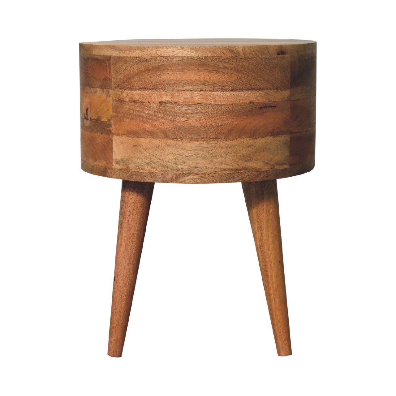 Solid Mango Wood Oak Finished 2 Drawer Rounded Odyssey Bedside - Image 9