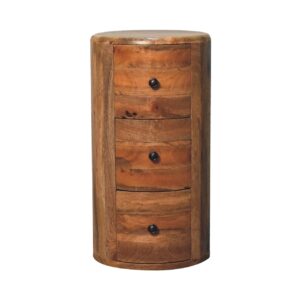 Solid Mango Wood Oak Finished 3 Drawer Drum Chest