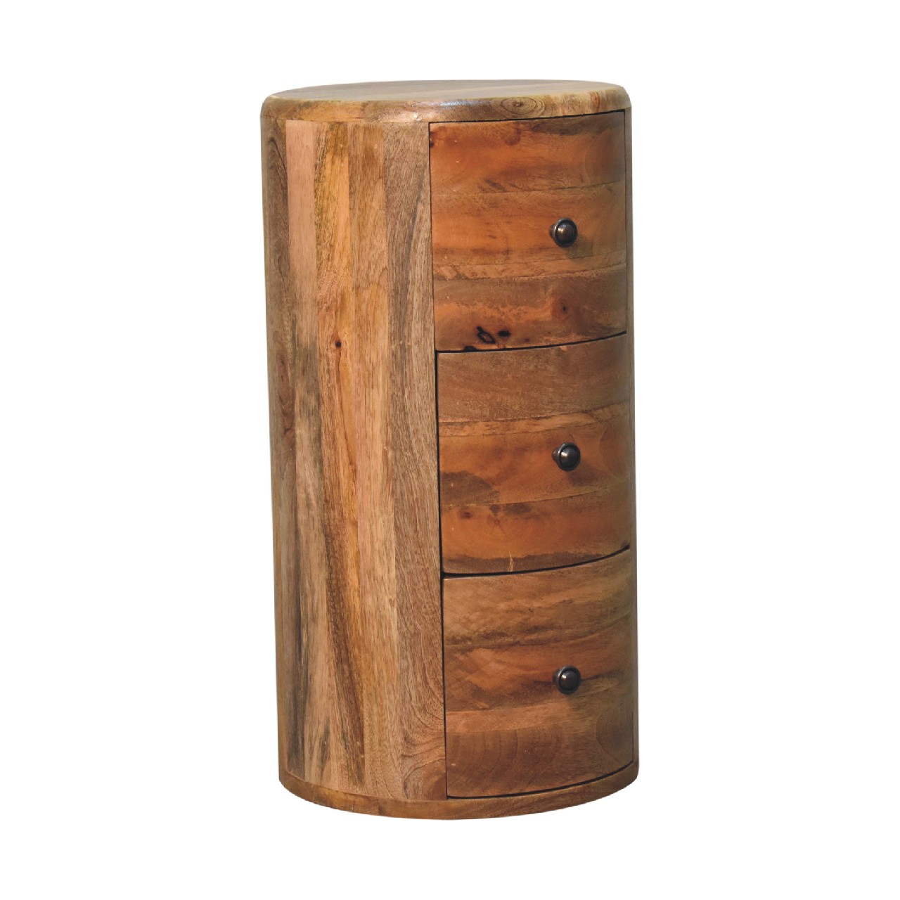 Solid Mango Wood Oak Finished 3 Drawer Drum Chest - Image 3