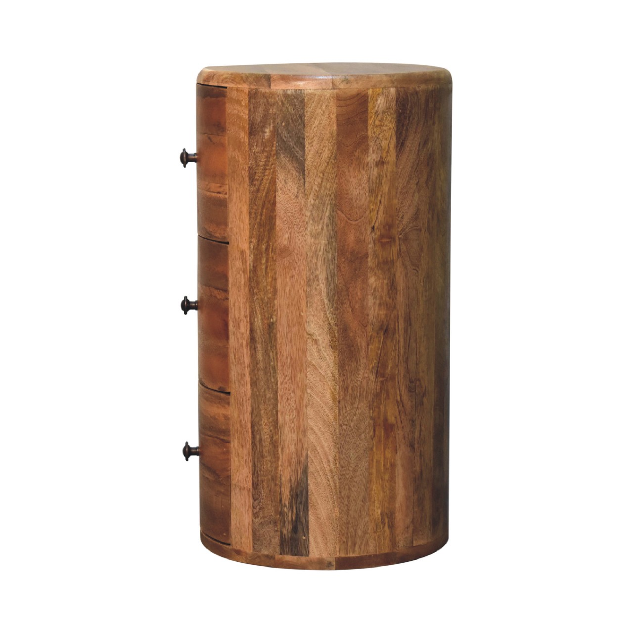 Solid Mango Wood Oak Finished 3 Drawer Drum Chest - Image 8