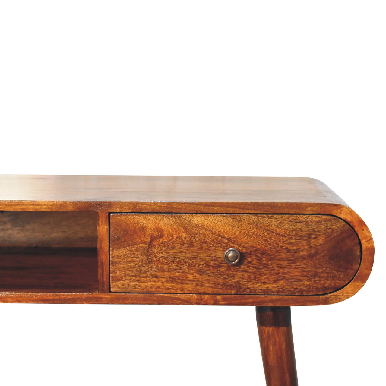 Solid Mango Wood Chestnut Finished 1 Drawer 1 Slot London Console Table - Image 4