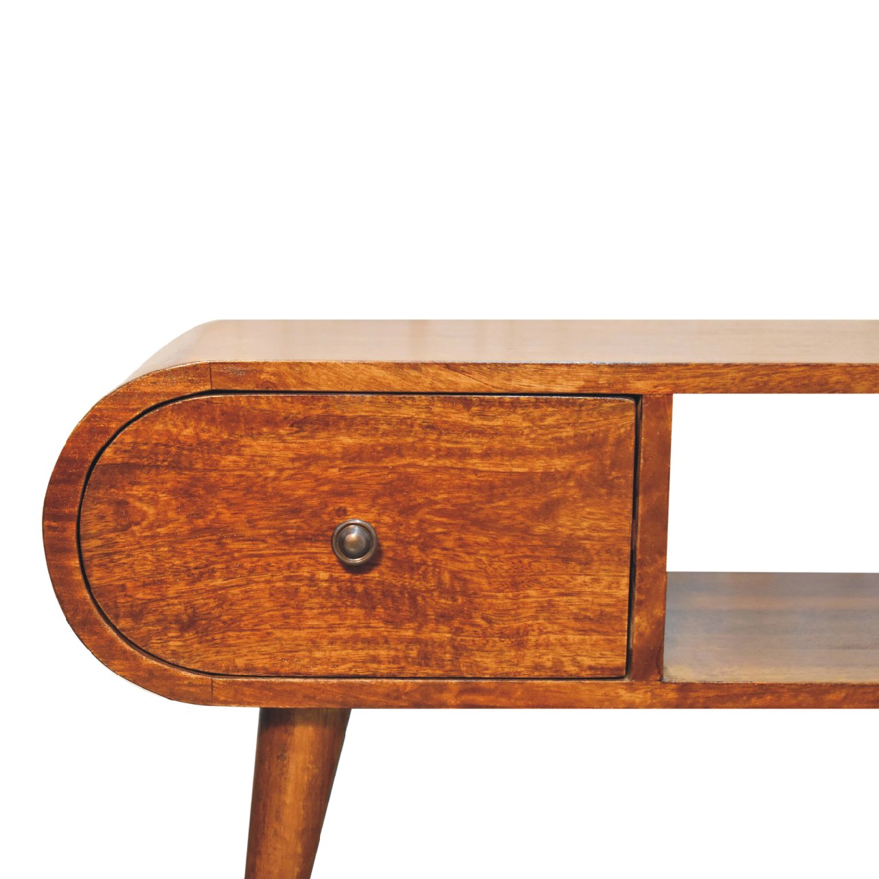 Solid Mango Wood Chestnut Finished Mango Wood 2 Drawer Media/Television Unit - Image 4