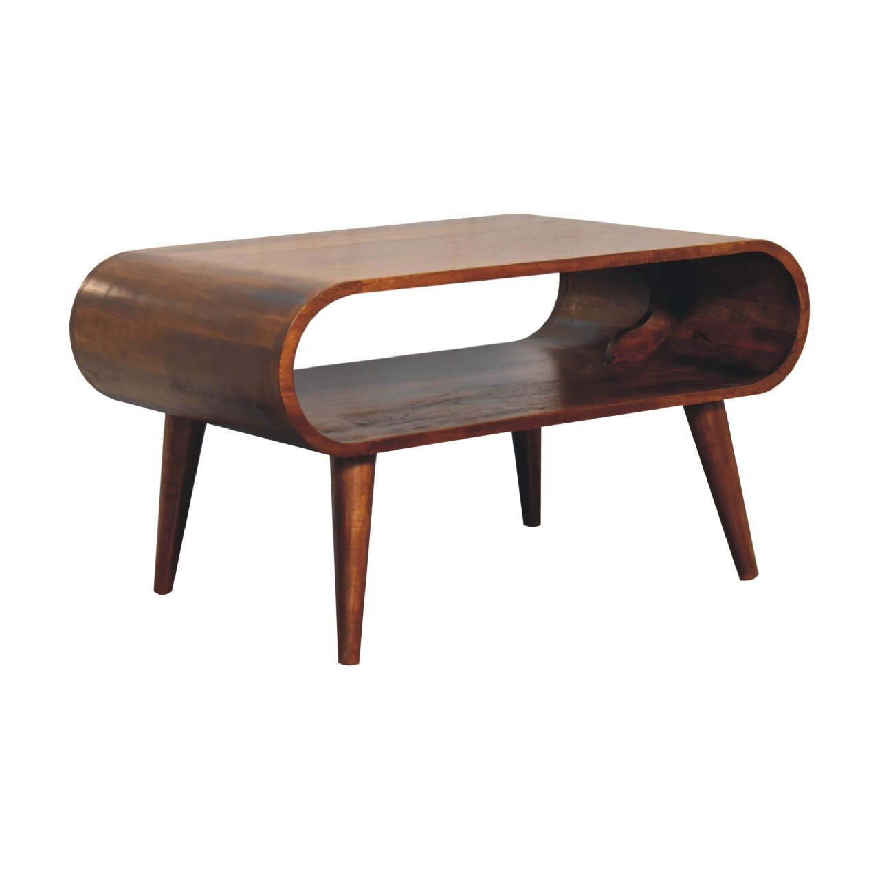 Solid Mango Wood Chestnut Finished Mango Wood Open Coffee Table - Image 3