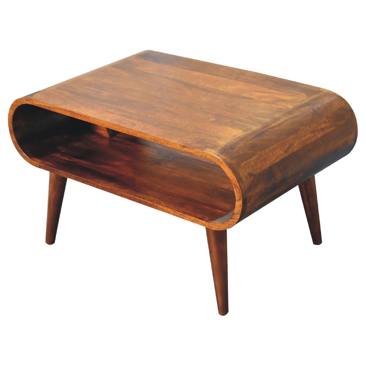 Solid Mango Wood Chestnut Finished Mango Wood Open Coffee Table - Image 6