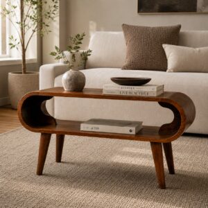 Solid Mango Wood Chestnut Finished Mango Wood 2 Drawer Media/Television Unit