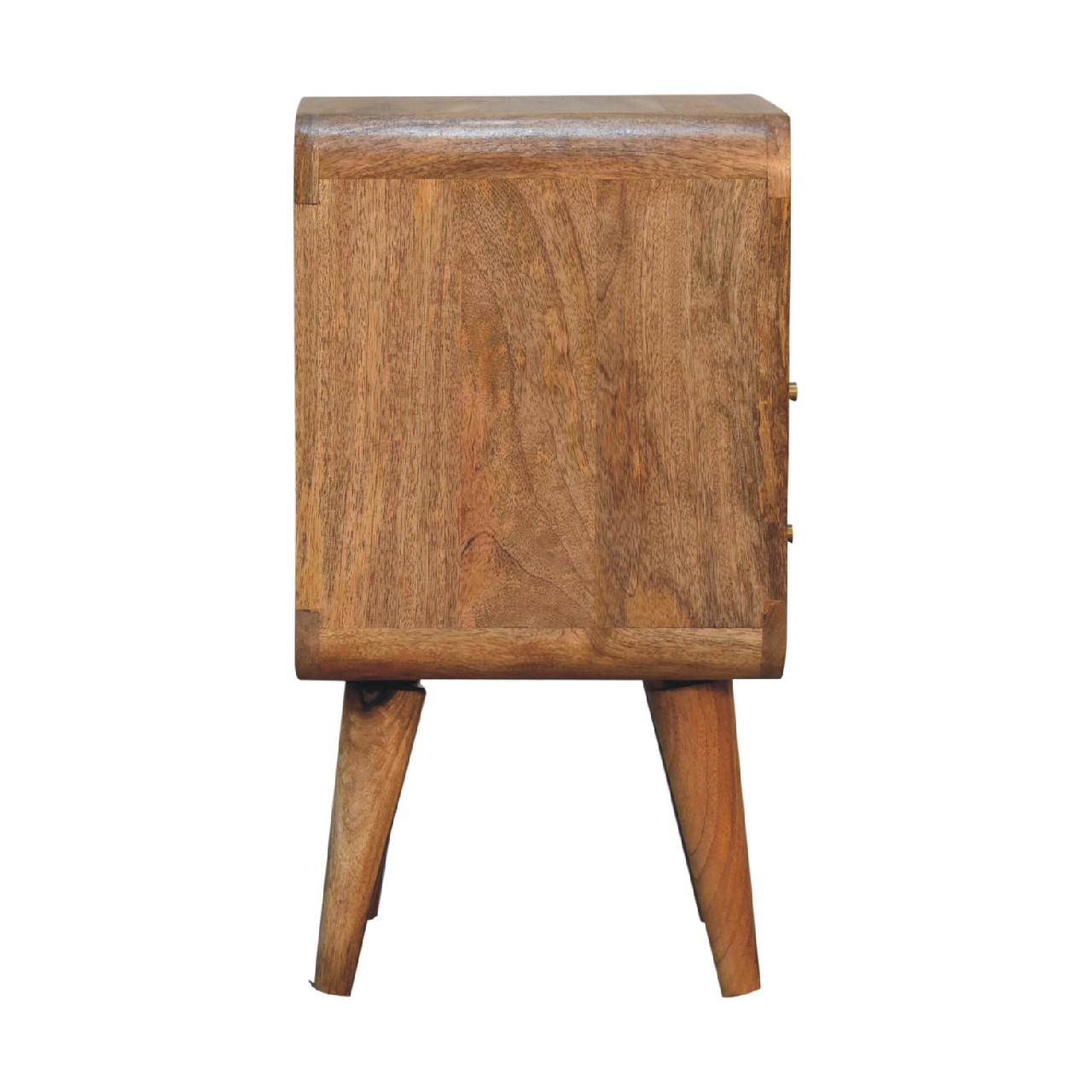Solid Mango Wood Oak Finish 2 Door 1 Slot Mini Lille Curved Bedside - Image 7