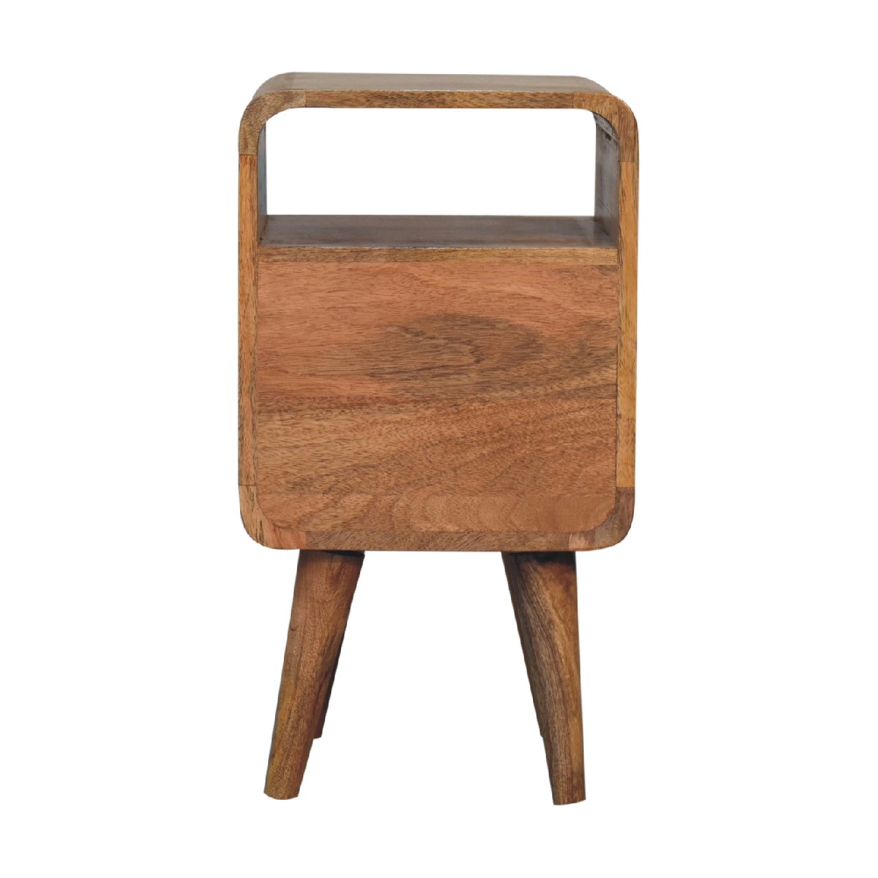 Solid Mango Wood Oak Finish 2 Door 1 Slot Mini Lille Curved Bedside - Image 8
