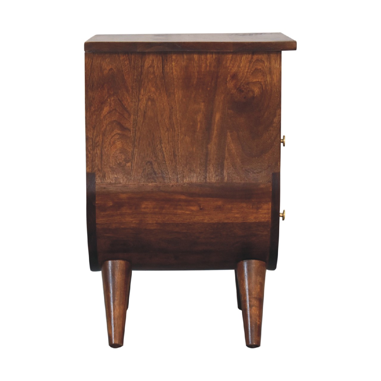 Solid Mango Wood Chestnut Finished 2 Drawer 1 Slot Rounded Bedside - Image 8