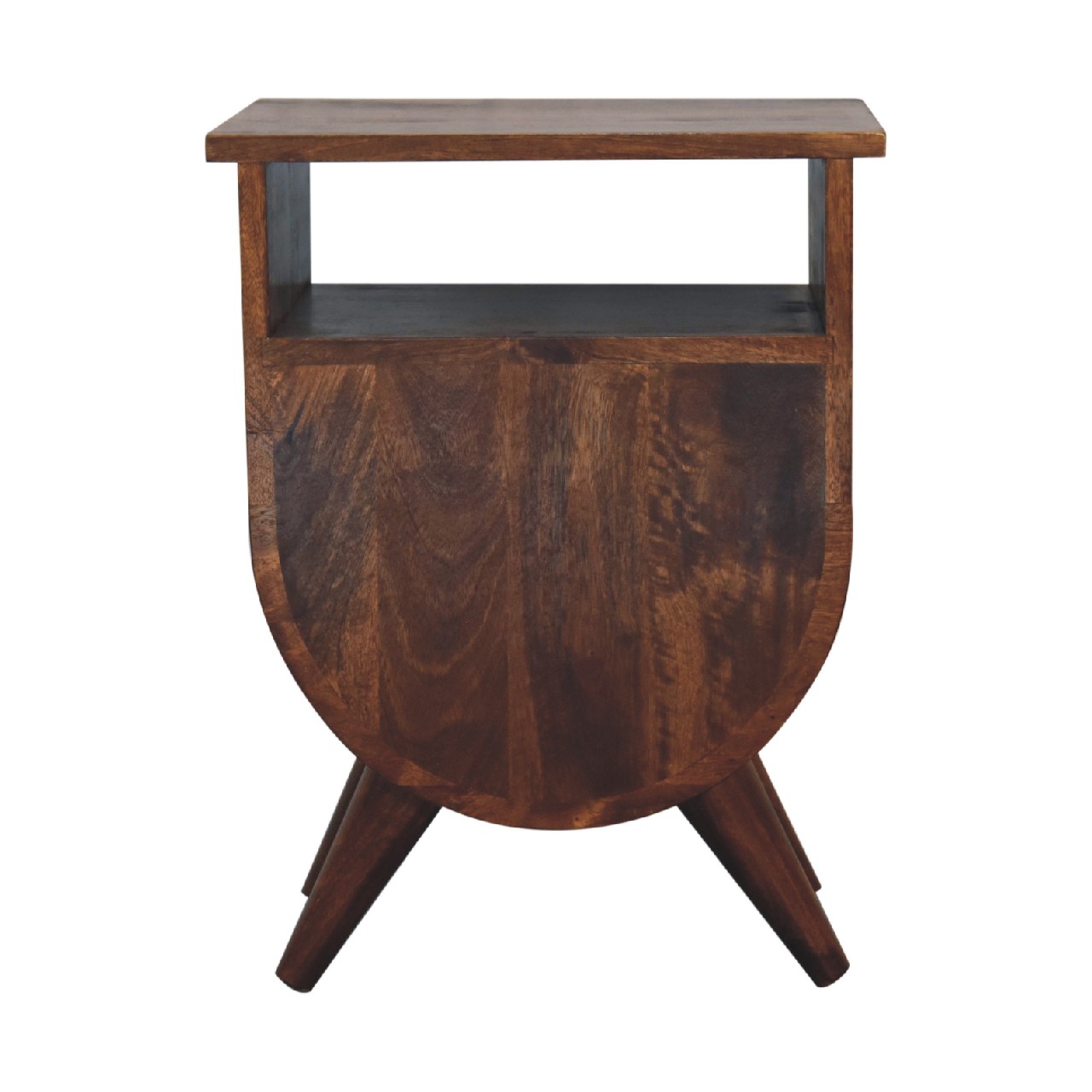 Solid Mango Wood Chestnut Finished 2 Drawer 1 Slot Rounded Bedside - Image 9