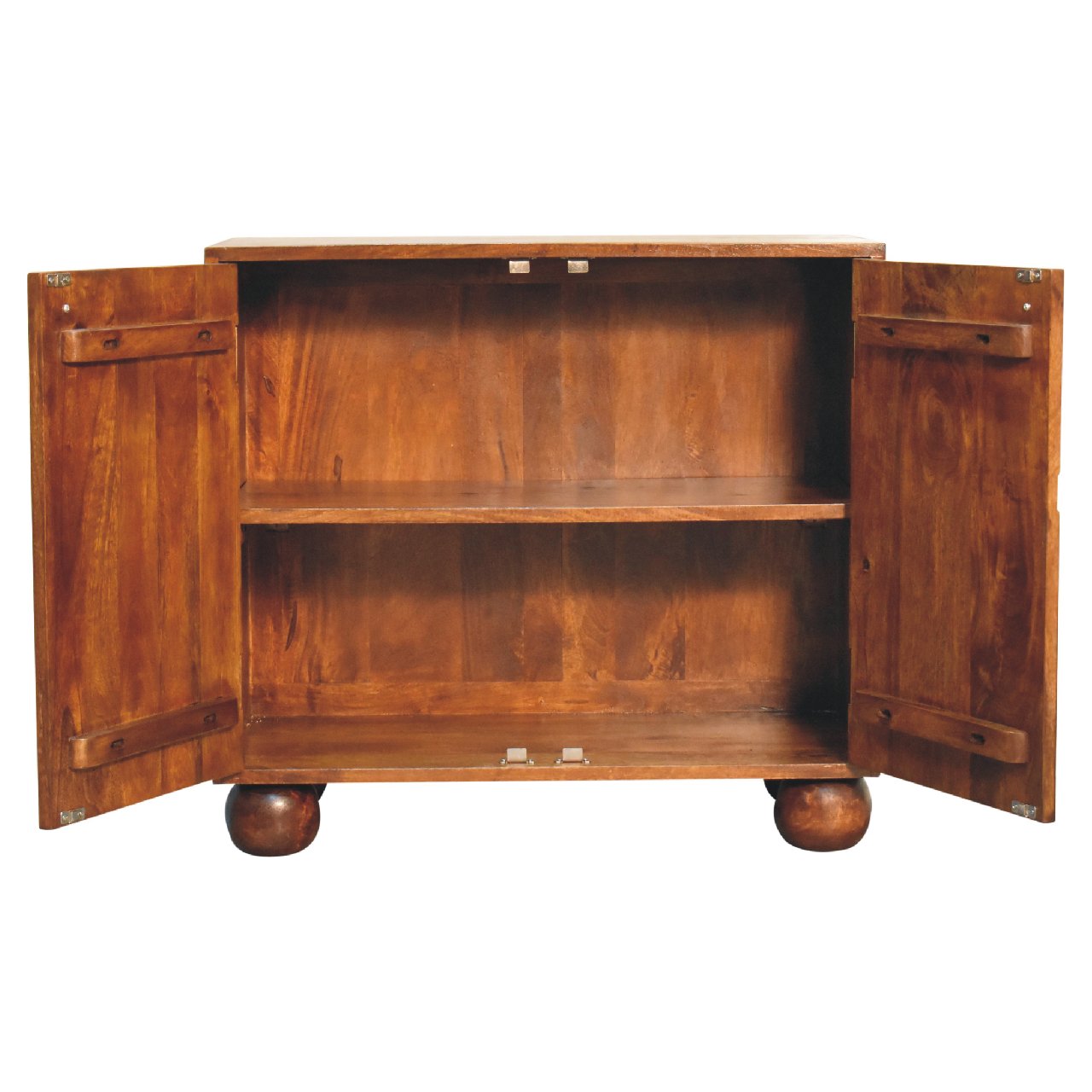 Solid Mango Wood Chestnut Finished 2 Door Dice Pattern Cabinet - Image 5