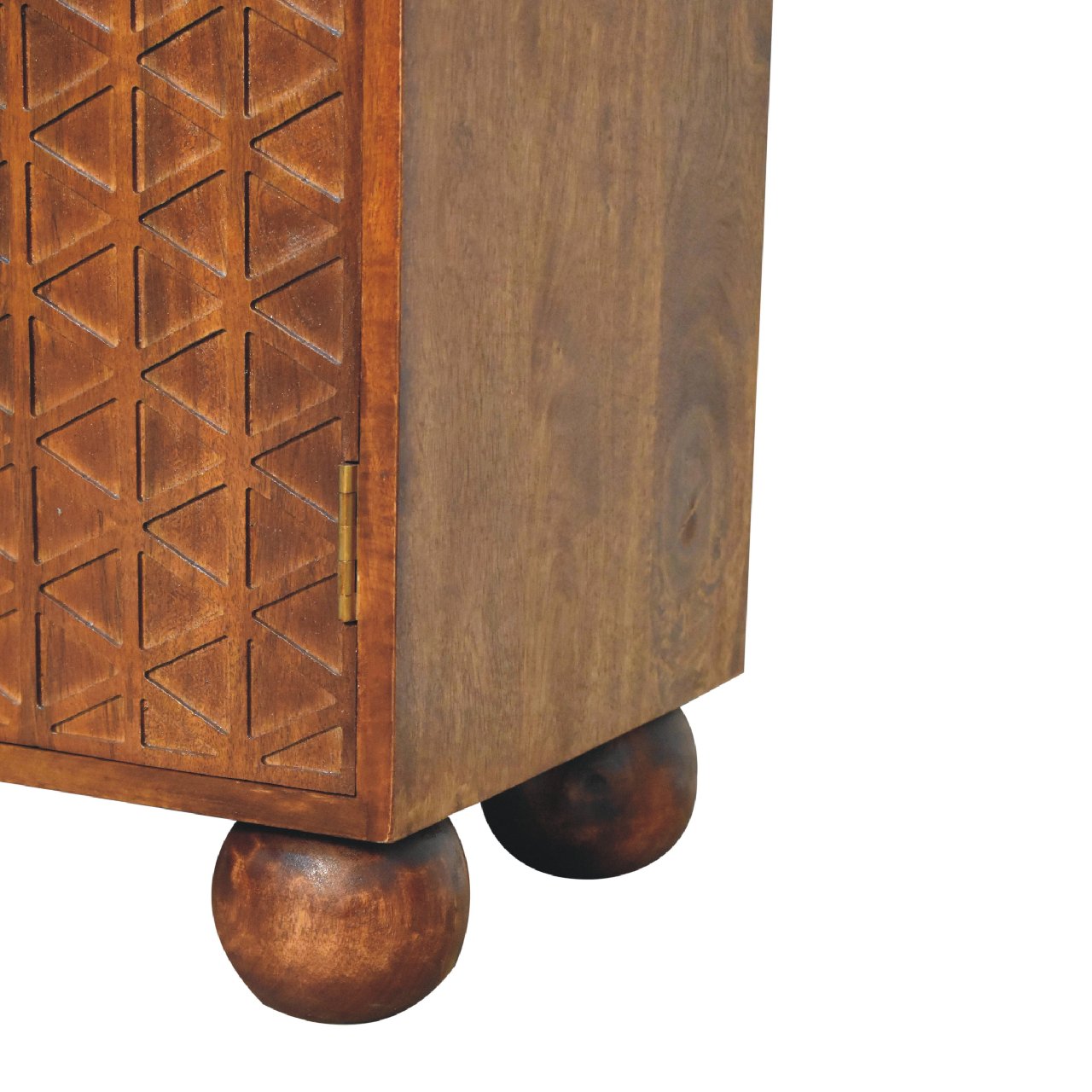 Solid Mango Wood Chestnut Finished 2 Door Dice Pattern Cabinet - Image 6