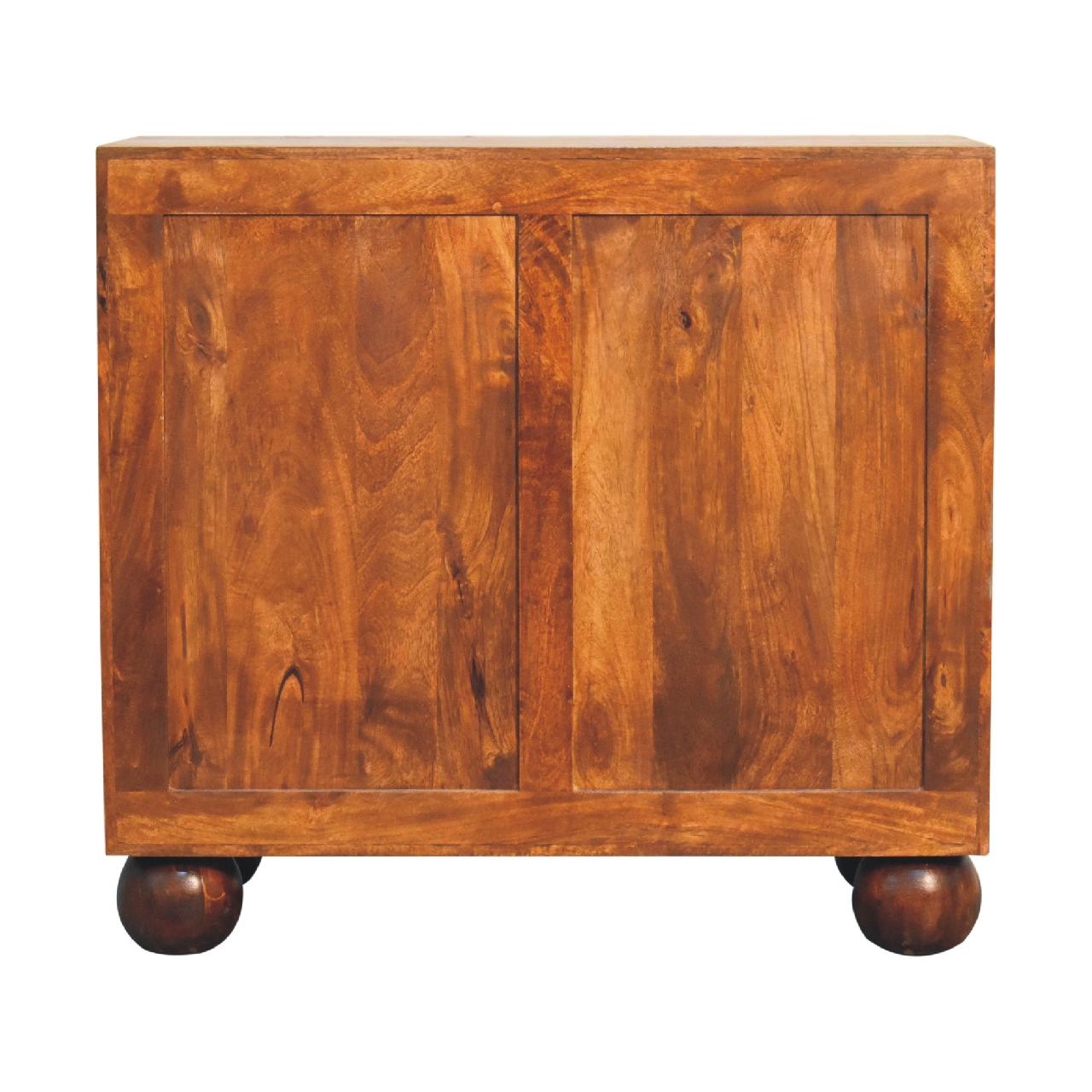 Solid Mango Wood Solid Chestnut Finished 2 Door Cabinet/Cupboard with Ball Feet - Image 10
