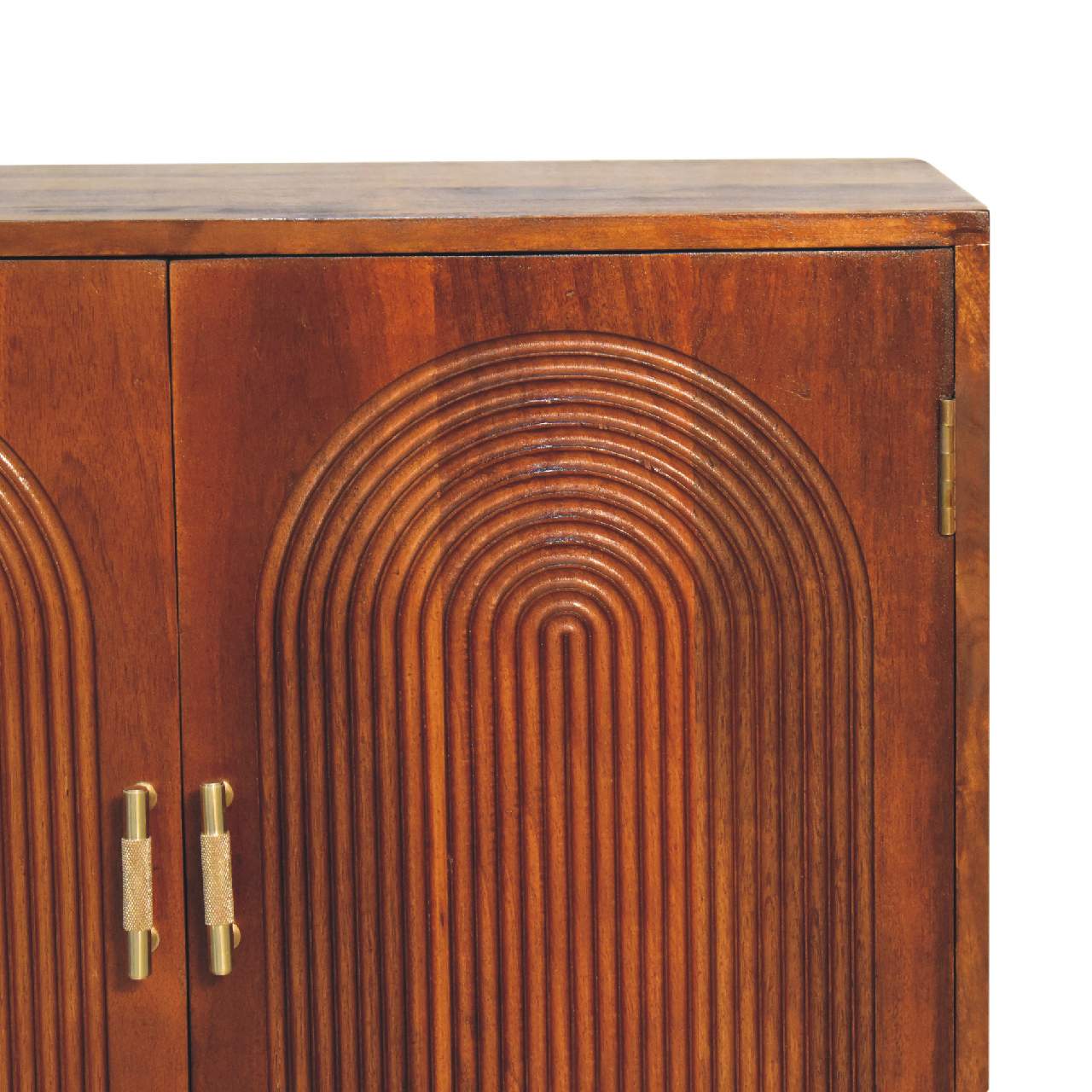 Solid Mango Wood Solid Chestnut Finished 2 Door Cabinet/Cupboard with Ball Feet - Image 5