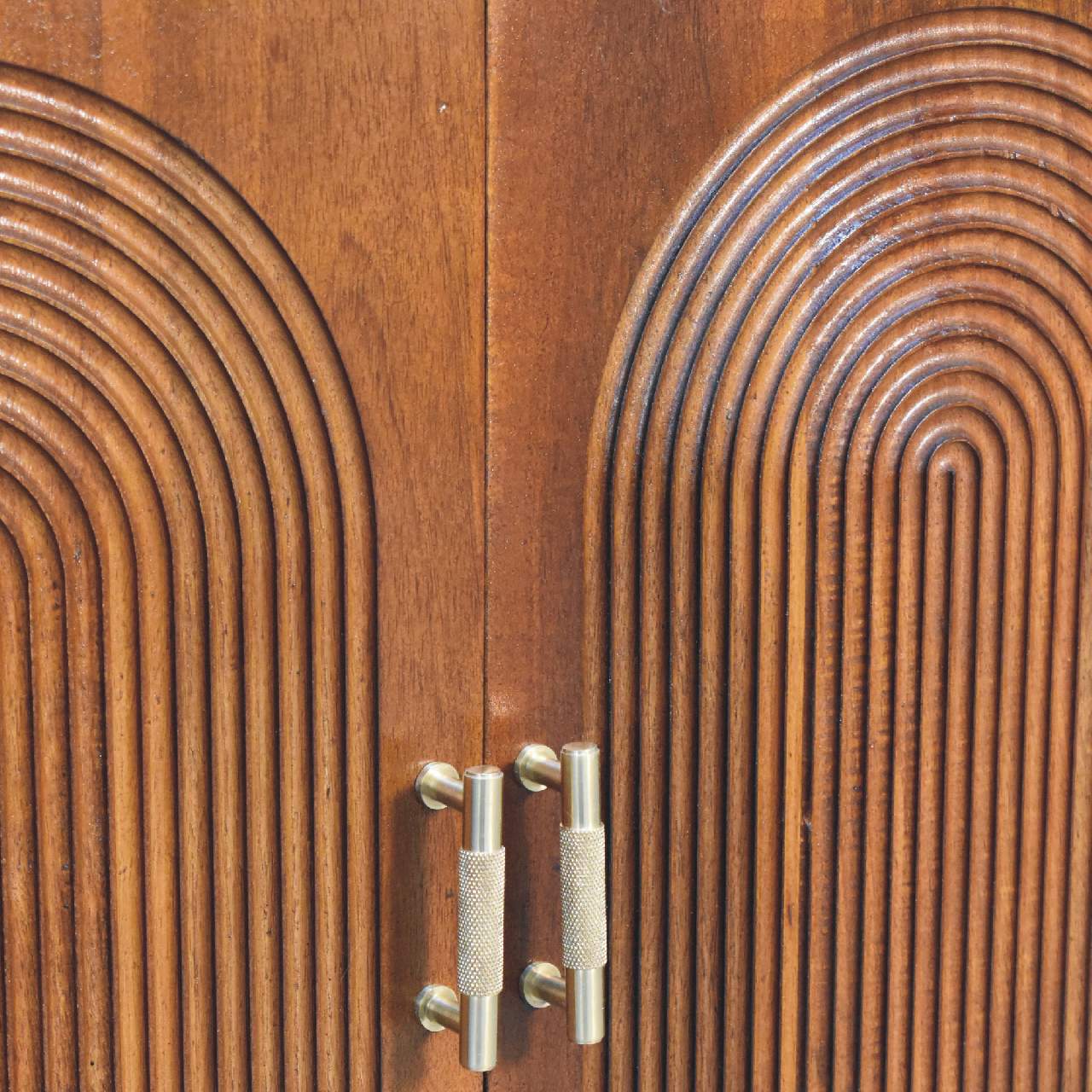Solid Mango Wood Solid Chestnut Finished 2 Door Cabinet/Cupboard with Ball Feet - Image 6