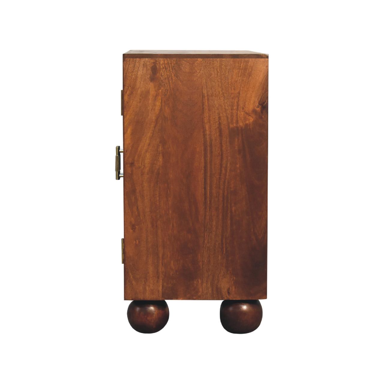 Solid Mango Wood Solid Chestnut Finished 2 Door Cabinet/Cupboard with Ball Feet - Image 9