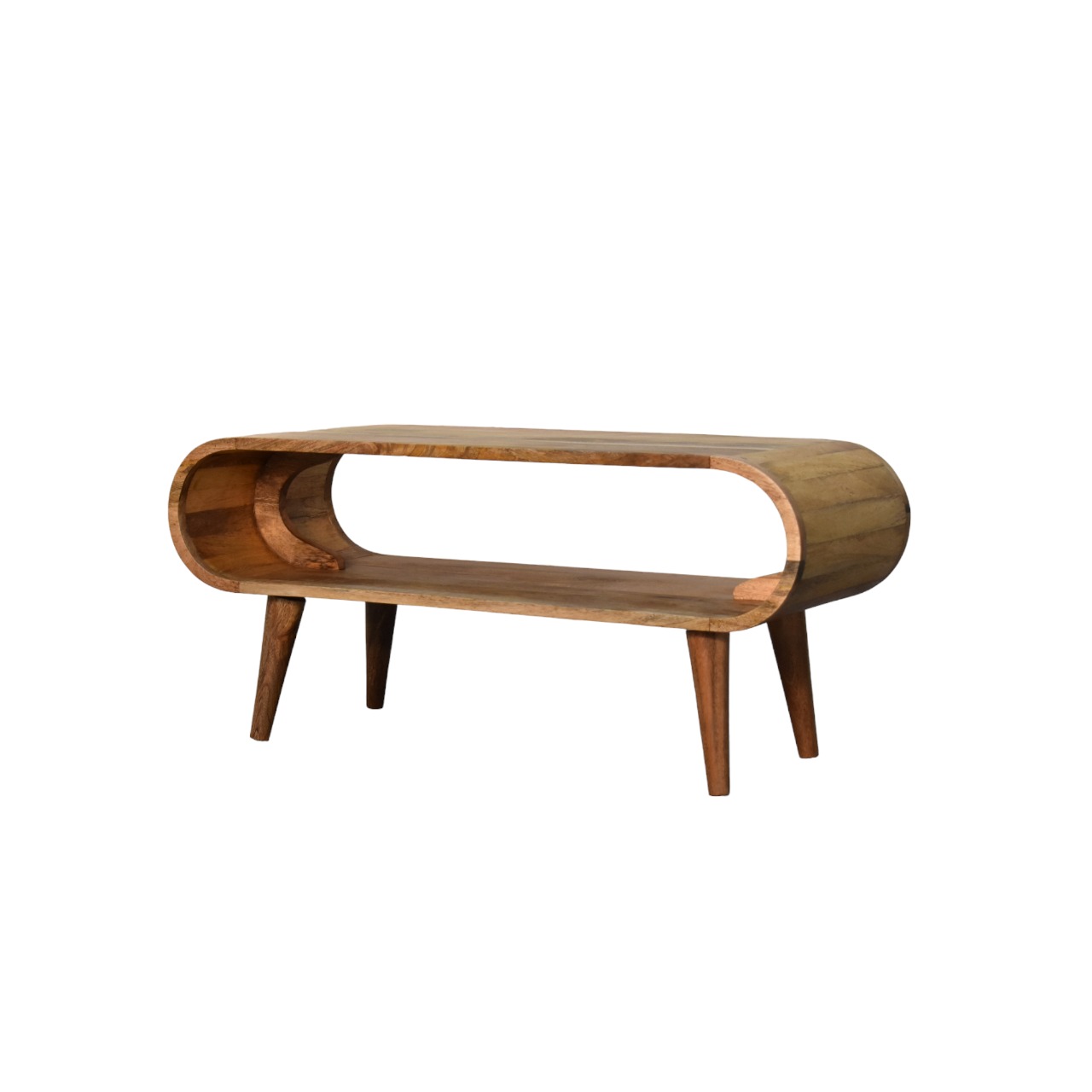 Solid Mango Wood Oak Finished Amaya Nordic Style Coffee Table - Image 2