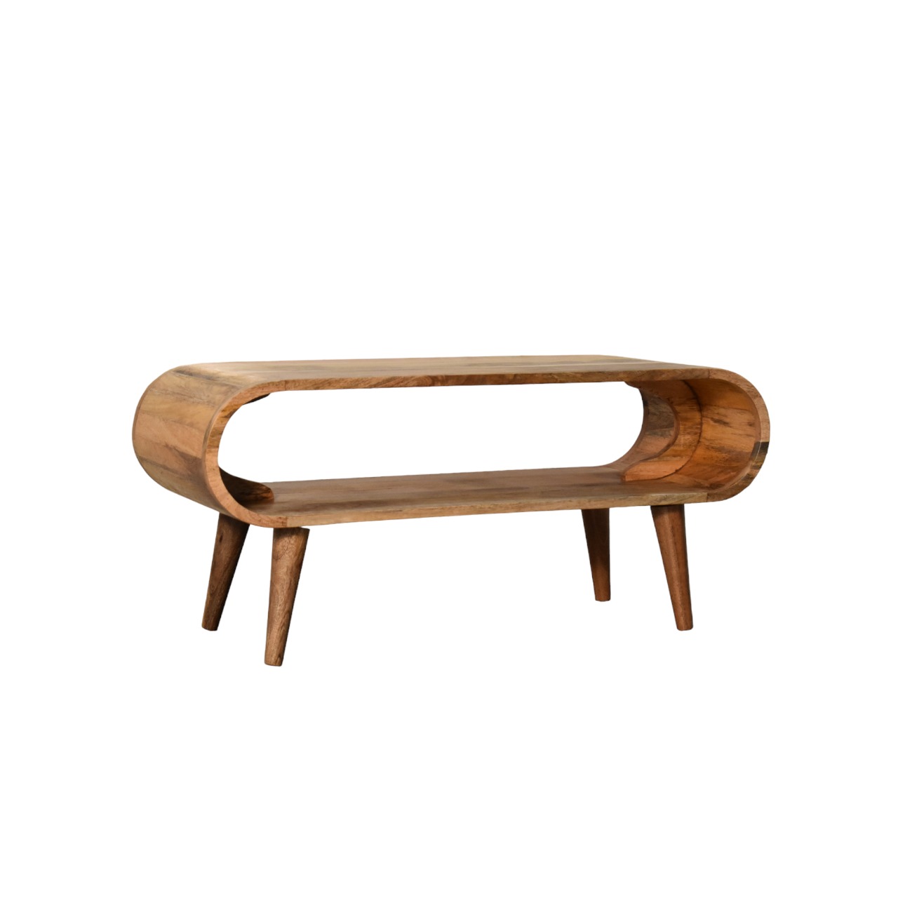Solid Mango Wood Oak Finished Amaya Nordic Style Coffee Table - Image 3